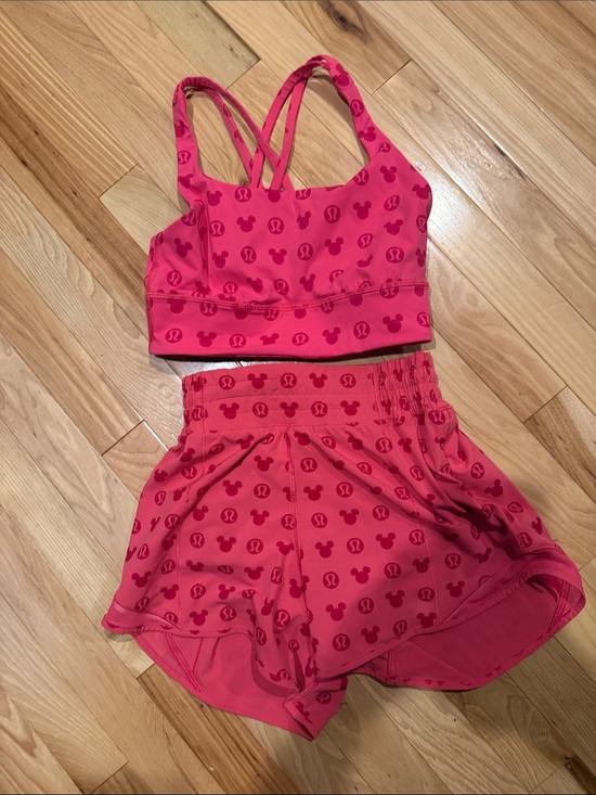 lululemon athletica Other - lululemon athletica Pink Mickey Print Sports Crop Top & Shorts Set